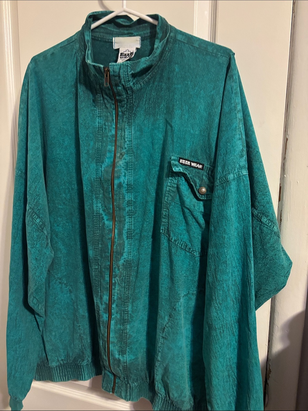 Vintage 90s Ezze Wear Teal Zip-Up Jacket - Made in Canada